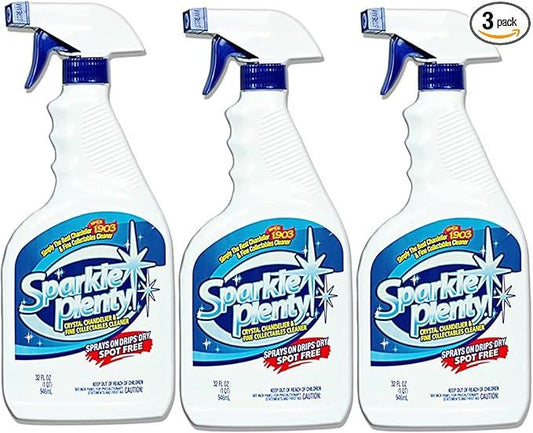 Sparkle Plenty Chandelier Cleaner Drip Dry Spray No Wipe - Dust Remover & Streak Free Glass Cleaner Spray for Crystal Chandelier & Window Screen - Versatile Household Cleaning Supplies (32 oz, 3 Pack) - NeatNest