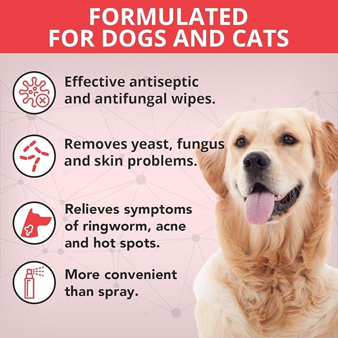 NOVEHA 120PCs XL Formulated Pet Wipes for Dogs & Cats - Safe for Facial & Finger Folds, Underarms, Groin, Hot Spots, Redness & Skin Relief, On-The-Go Size 5.5" x 7" - NeatNest
