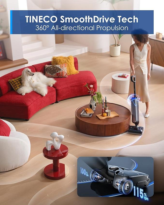 Tineco Floor One S9 Artist Pro Wet Dry Vacuum Cleaner, 22kPa Suction, 360° SmoothDrive, Anti-Tangle Design, 185°F Flashdry, 75 Min Runtime, Dual-Edge Cleaning, 180° Lay-Flat - NeatNest