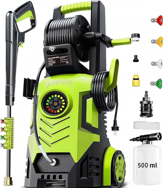 2025Upgraded Pressure Washer 5000PSI with Adjustable Touch Screen 8 Level, 34" Tall, 4 Quick Connect Nozzles,Inlet Hose&Filter&500mlFoam Cannon for Cars/Fences/Driveways/Home Cleaning,Yellow - NeatNest