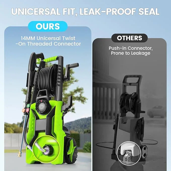 5000 PSI Adjustable Pressure Cleaner, 2025 New Power Cleaner Pressure Adjustable (2500PSI-5000PSI) with 33ft Pressure Hose, 4 Nozzle and Detergent Tank for Cars, Upgraded Green - NeatNest