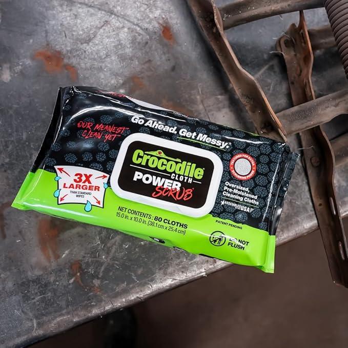 Crocodile Cloth PowerSCRUB - 40 (15" x 10") Heavy Duty Cleaning Wipes - Dual-Surface Cloths, Moist, Absorbent, & Disposable - Safe on Skin & Multiple Surfaces - NeatNest