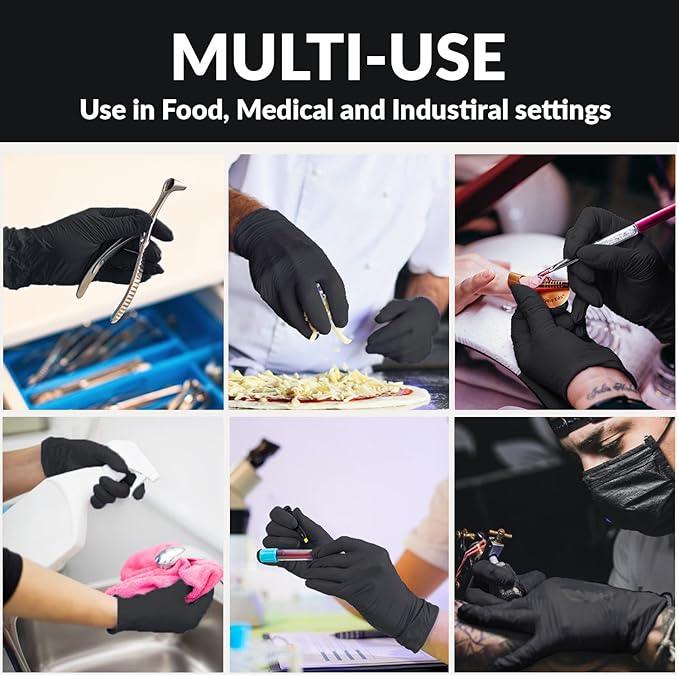 Klex Nitrile Exam Gloves - Medical Grade, Powder & Latex Free, Food Safe, Black, 100, 1000 Count, S, M, L, XL - NeatNest