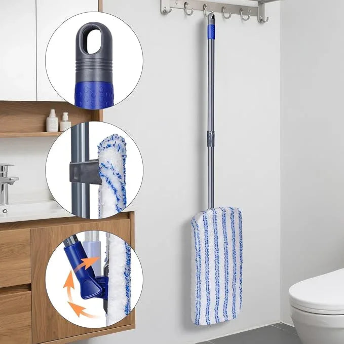 MASTERTOP Microfibre Flat Mop, Extended Wet Dry Large Floor Mop with 5 Reusable Pads & Telescopic Handle, Dust Mops for Laminate Wooden Hard Floor Vinyl Tile Floors Cleaning - Send 1 Cleaning Scraper - NeatNest