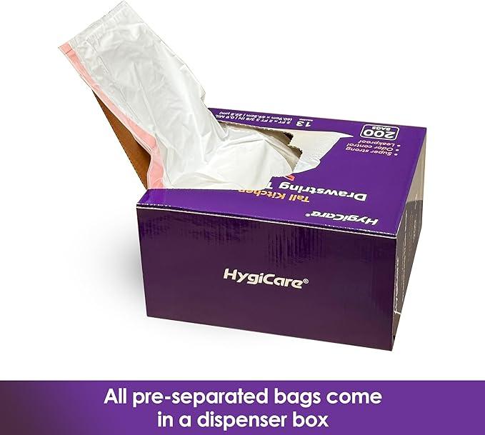 13 Gallon Tall Kichen Trash Bags, Lavender Scented 200 Count Drawstring Garbage Bags, Pre-Separated, Odor Control, Ultra Strong, Leakproof, Sturdy, White - NeatNest