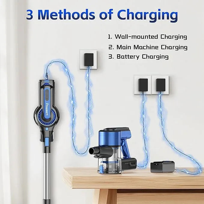 Cordless Vacuum Cleaner for Home, 45Kpa Lightweight Stick Vacuum with Powerful Suction, Rechargeable Battery Up to 50mins, Handheld Vacuum Cleaners for Carpets, Pet Hair, Hardwood Floors -Dark Blue - NeatNest