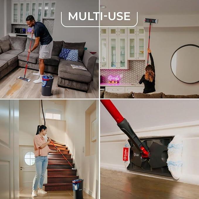 O-Cedar H2prO Flat Mop System with 1 Mop Head Refill | Quick Cleaning Tool | Clean with Clean Water | Machine Washable Reusable Microfiber Mop Pad | Safe on Wood Floors, Vinyl, Tile, Baseboards, Walls - NeatNest