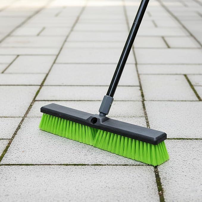 18” Indoor Shop and Garage Push Boom with Soft Bristles, Heavy Duty Brush Broom with 59” Long Handle for Commercial & Residental Floor Cleaning Sweeping - NeatNest