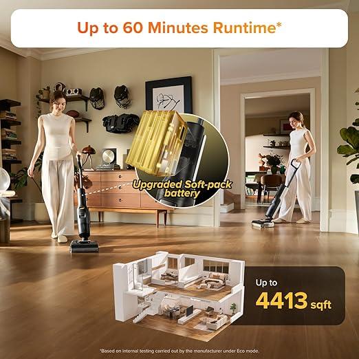 roborock F25 LT Wet Dry Vacuum Cleaner and Mop, 20000Pa Cordless Vacuum Mop Combo, 194°F High Temperature Self Cleaning & Hot Air Flash Drying, 180° Lie-Flat Hard Floor Cleaner, Edge to Edge Cleaning - NeatNest
