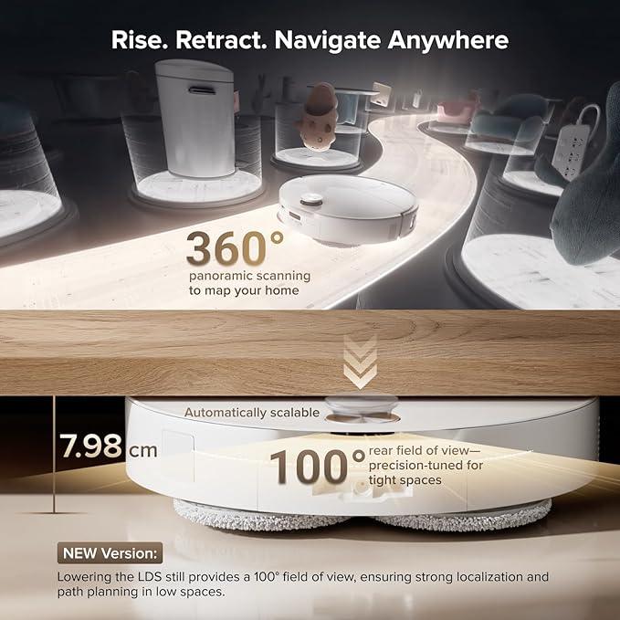 roborock Qrevo CurvX Robot Vacuum and Mop, 22,000Pa Suction, 3.14’’ Ultra Slim, Zero-Tangling Design, Reactive AI Obstacle Recognition, AdaptiLift Chassis, Auto Hot Water Mop Washing & Drying - NeatNest