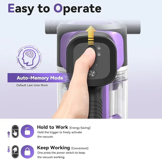 DEVOAC Cordless Vacuum Cleaner for Home, 45Kpa Lightweight Stick Vacuum with Powerful Suction, Rechargeable Battery Up to 50mins, Handheld Vacuum Cleaners for Hardwood Floor, Carpet, Pet Hair - NeatNest