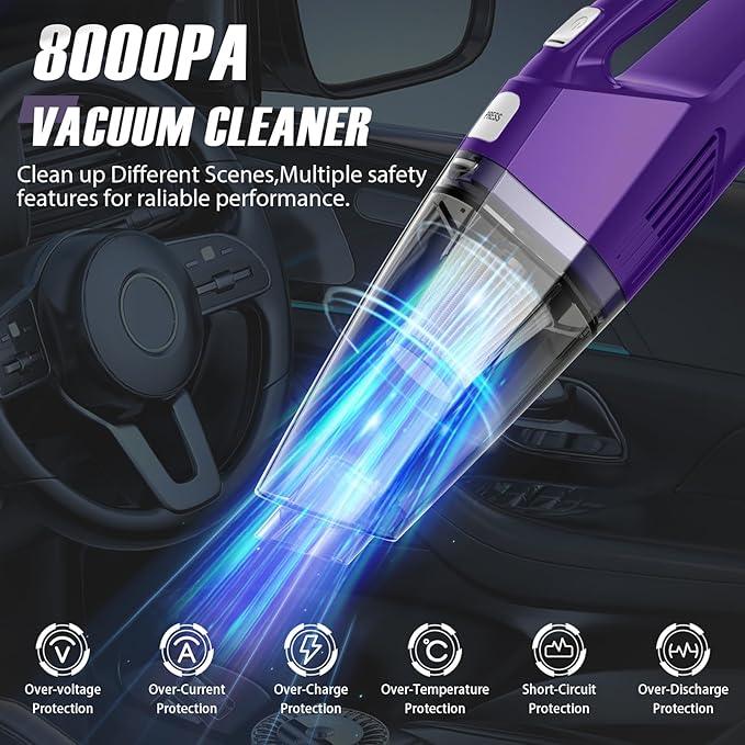 Handheld Vacuum Cordless — 3-in-1 Hand Held Vacuum Rechargeable with 8000Pa Powerful Suction, 1.7 Lbs Lightweight Handheld Vac, 30-Mins Quick Dust Removal for Car, Kitchen & Home - NeatNest