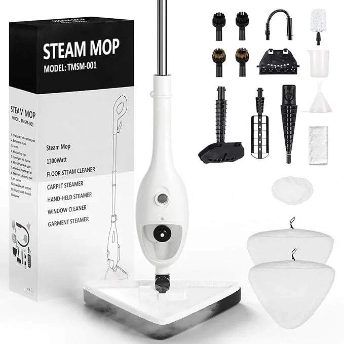 15-in-1 Steam Mops with Detachable Handheld Steamer, Multipurpose Steam Cleaner Mop for Hardwood Floors, High-Pressure 1300W Motor, 30s Fast Heat Up for Tile, Laminate, and Carpet Cleaning - NeatNest