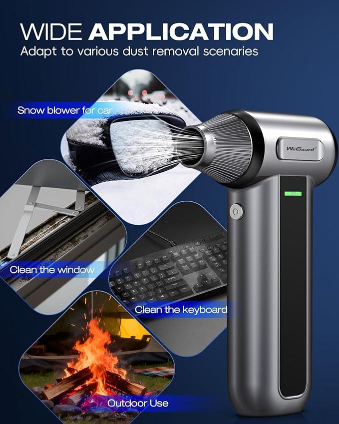 WeGuard W22 Compressed Air Duster, 180000 RPM Electric Air Duster for Cleaning, LED Light/ 3-Speed Adjustable Mini Snow Blower, Rechargable Mini Air Blower for Computer, Car, Keyboard, Leaves, Outdoor - NeatNest