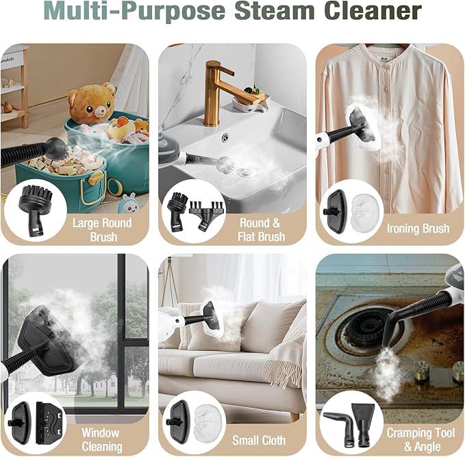 11-in-1 Steam Mop, Powerful Handheld Steam Cleaner for Home with 23FT Cord &15.2 OZ Water Tank, 3 Steam Modes MultiPurpose Steam Mop for Hardwood Floors, Clothes, Tile, Windows, Carpet - NeatNest
