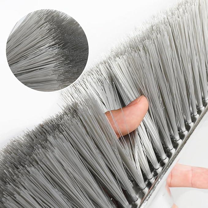 Metal Dustpan with Broom Set, Long Handle Stainless Steel Dustpan,Heavy Duty Standing Dust Pan with Teeth, Indoor Outdoor Up for Home Kitchen Lobby Room Office - NeatNest