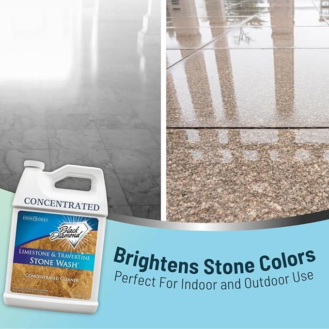 Black Diamond Stoneworks Limestone and Travertine Floor Cleaner: Natural Stone, Marble, Slate, honed or tumbled. 4-Gallon concentrate Ph Neutral - NeatNest