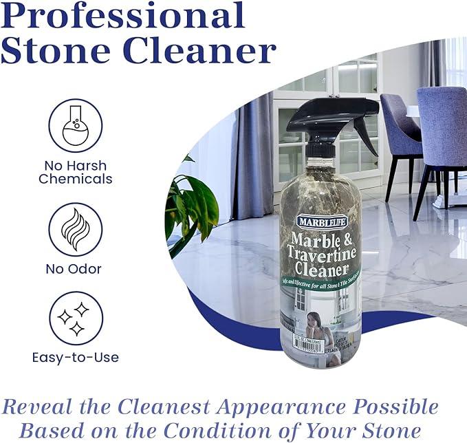 Marblelife InterCare Marble and Travertine, Natural Stone & Terrazzo Liquid Cleaner, Shower & Tile Surface Care, Floor, Walls & Countertop Cleaner and Degreaser, 32 oz - NeatNest