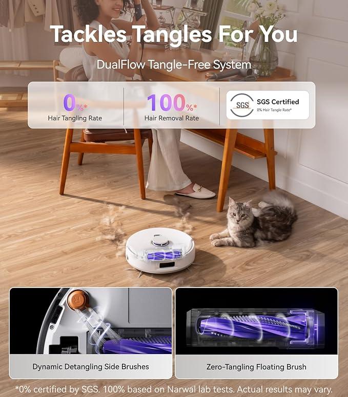 NARWAL Freo Z10 Robot Vacuum and Mop Combo, Tangle Free Robot Mop, 15,000Pa Suction, Adapts to Hard-to-Reach Areas, Self-Emptying, Mop Washing & Drying, Obstacle Avoidance, for Pet Hair & Hard Floor - NeatNest