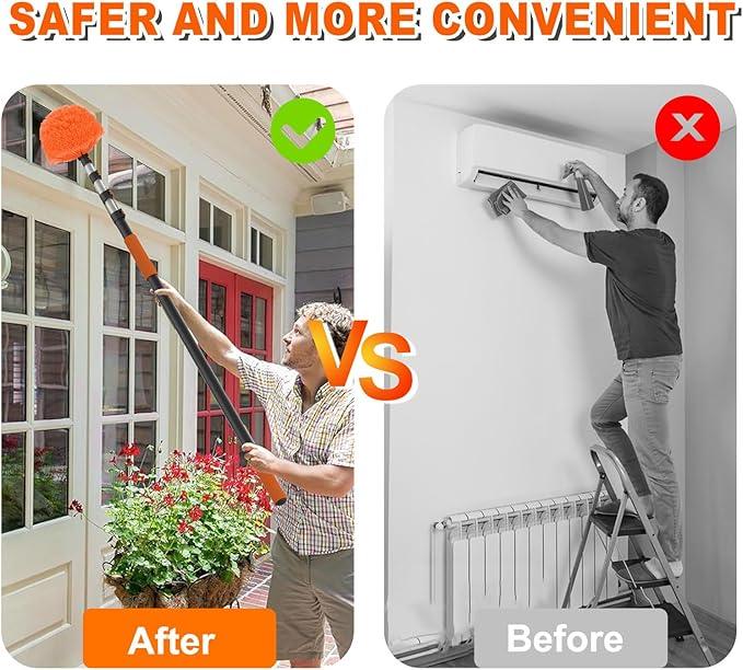 20FT Reach Cobweb Duster with Extension Pole, High Ceiling Long Duster with 3-12FT Telescoping Pole, Spider Web Brush for Indoor Outdoor Use - NeatNest