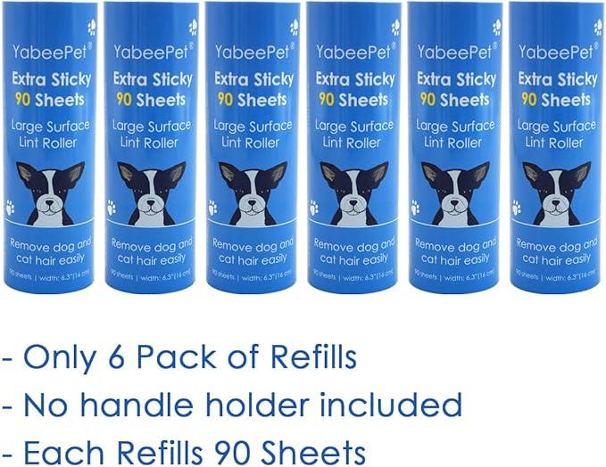 Extra Sticky Large Lint Roller Refills, 6.3'' Giant Lint Roller Refills for Pet Hair, Clothes&Furniture Cleaning, 540 Sheets in Total - NeatNest