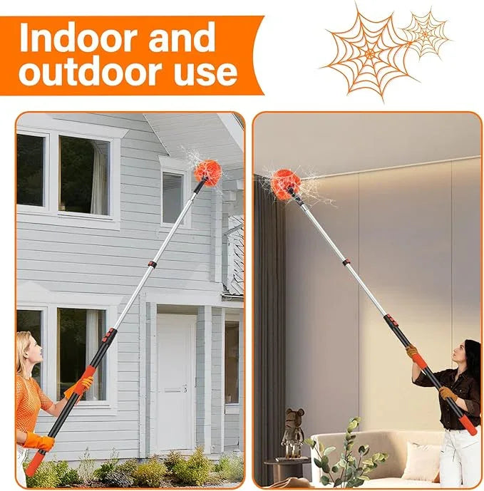 20FT Cobweb Duster with Extension Pole - High Reach Duster for High Ceilings & Outdoor Use - Telescoping Pole 3-12 Ft, Soft Bristles Cobweb Cleaner - 3/4" Acme Universal Thread - NeatNest