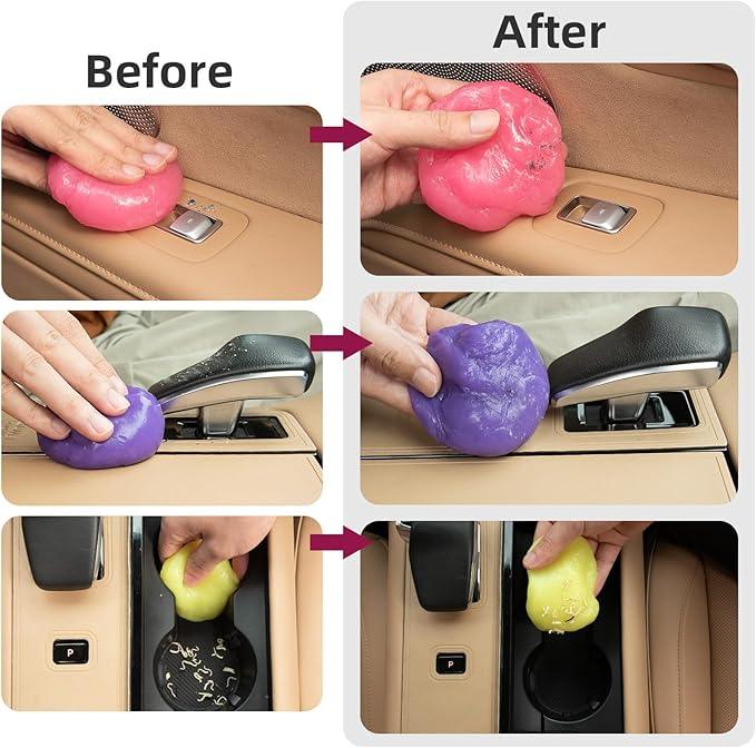 COLORCORAL 4 Pack Car Cleaning Gel Reusable Auto Slime Cars Cleaner Dust Cleansing Gels,Vehicle Interior Cleaning Care Putty,Keyboard Cleaner Goop for Car Vent, Corners, Crevice,Office Desktops Debris - NeatNest