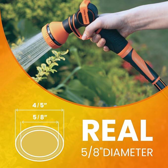 Giraffe Tools Garden Hose 100ft x 5/8", Water Hose Heavy Duty, Flexible, Lightweight Hybrid Hose with Swivel Handle, Male to Female Fittings, Burst 600 PSI - NeatNest
