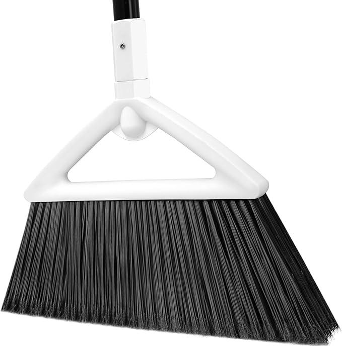 Outdoor Indoor Broom, Brooms for Sweeeping Indoor, Heavy-Duty Kitchen Broom with Long Pole, Angle Broom White for Garages Restaurant Courtyard Office Slidewalk Lobby Sweep Dust - NeatNest
