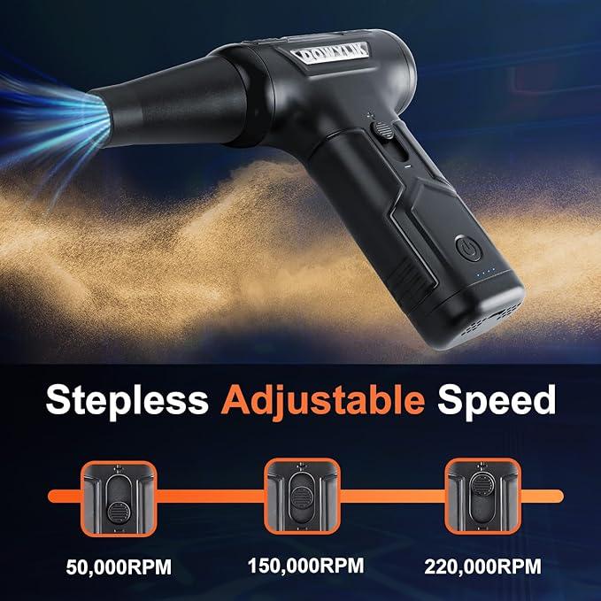 Compressed Air Duster, 220,000RPM Strong Compressed Air, Brushless Canned Air Duster for Computer with LED, 3 Speed Speed Mini Blower Air Blower for Car, Computer, Keyboard - NeatNest