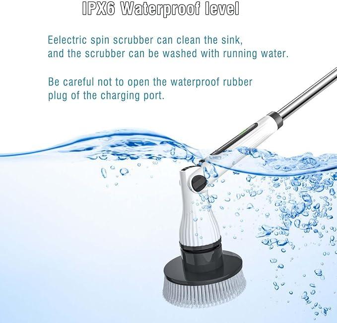 Electric Spin Scrubber, 8 in 1 Electric Cleaning Brush, Cordless Rechargeable Scrub Brush with 8 Replaceable Brush Heads, Adjustable Length and Angle Power Scrubber for Bathroom Tile Bathtub Glass - NeatNest