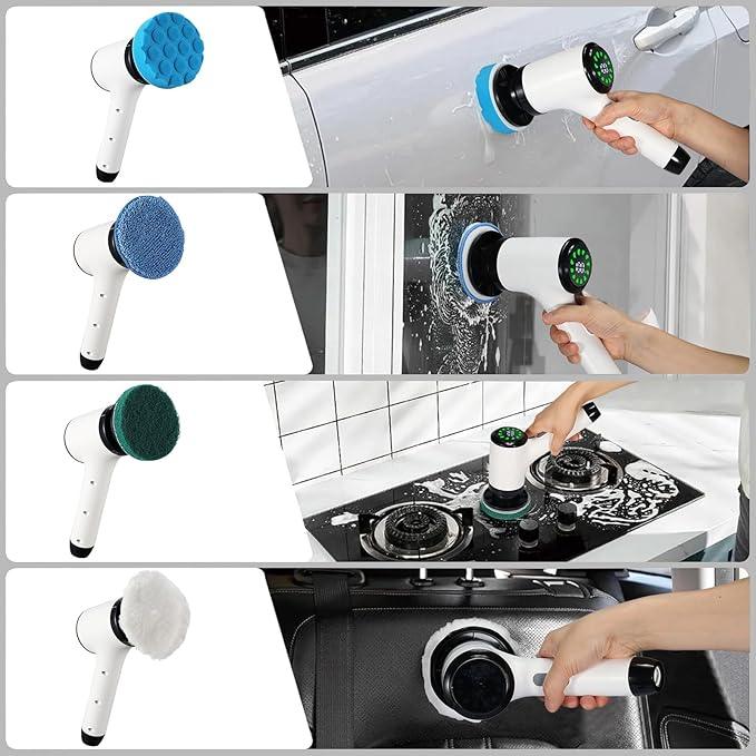 Electric Spin Scrubber for Cleaning-2 Adjustable Speeds,8 Cleaning Brushes,Cordless Cleaning Tools, Shower Scrubber with Long Handle,Power Scrubbers for Cleaning Bathroom, Tile Tub - NeatNest