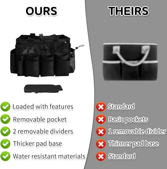 Boczif Cleaning Caddy Bag Wearable, Cleaning Caddy Supplies Organizer with Handle, Shoulder Straps & Detachable Divide, Cleaning Tool Organizers Tote Bag for Cleaners & Housekeepers（Black） - NeatNest