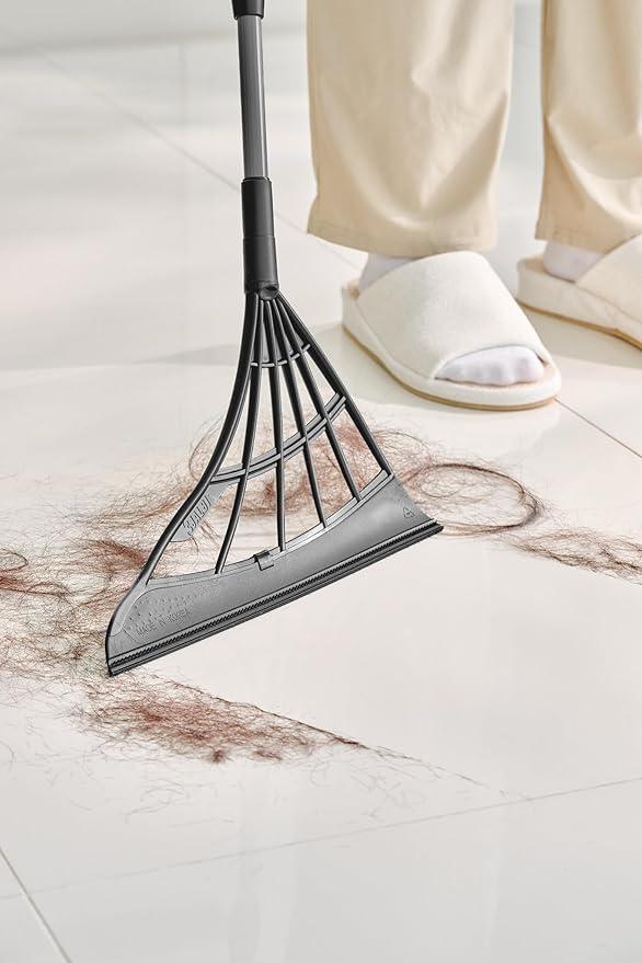 Original Broombi - All-Surface Silicone Broom, Squeegee, Pet Hair Remover - Smart Broom for Indoor Cleaning - Cleans Glass, Fine Dust, Hair, Liquids - for Smooth Floors, Rugs, Windows (Black) - NeatNest