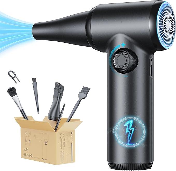 DOROBEEN Compressed Air Duster, PC Keyboard Cleaner, Replace Compressed Air Can, Electric Air Duster with Brushless DC Motor, Stepless Knob - NeatNest