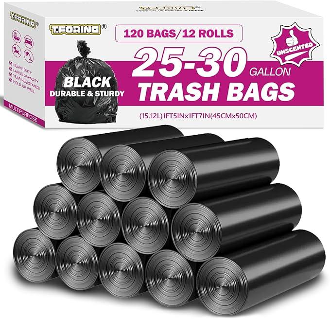 25-30 Gallon Trash Bags Black 120 Count - 32" x 36" Large Kitchen Garbage Bags, 20+ Gallon Trash Can Liners Unscented, Multipurpose for Home, Office, Daily Household Use - NeatNest