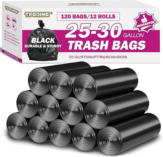 25-30 Gallon Trash Bags Black 120 Count - 32" x 36" Large Kitchen Garbage Bags, 20+ Gallon Trash Can Liners Unscented, Multipurpose for Home, Office, Daily Household Use - NeatNest