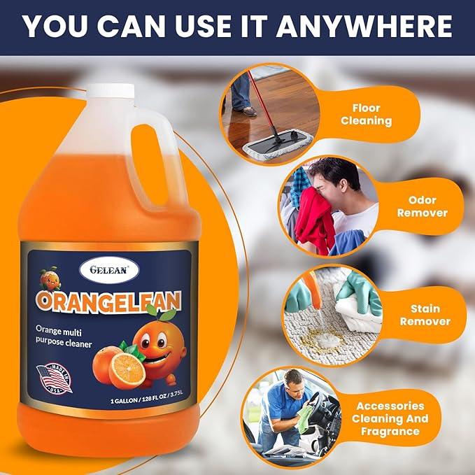 Multi Purpose Cleaner Pet Odor eliminator - Concentrate MAKES 64 GALLON - MADE IN USA- pH Neutral - ORANGELEAN Strong Odor Floor Cleaner - Orange Stain Remover 128 oz - NeatNest