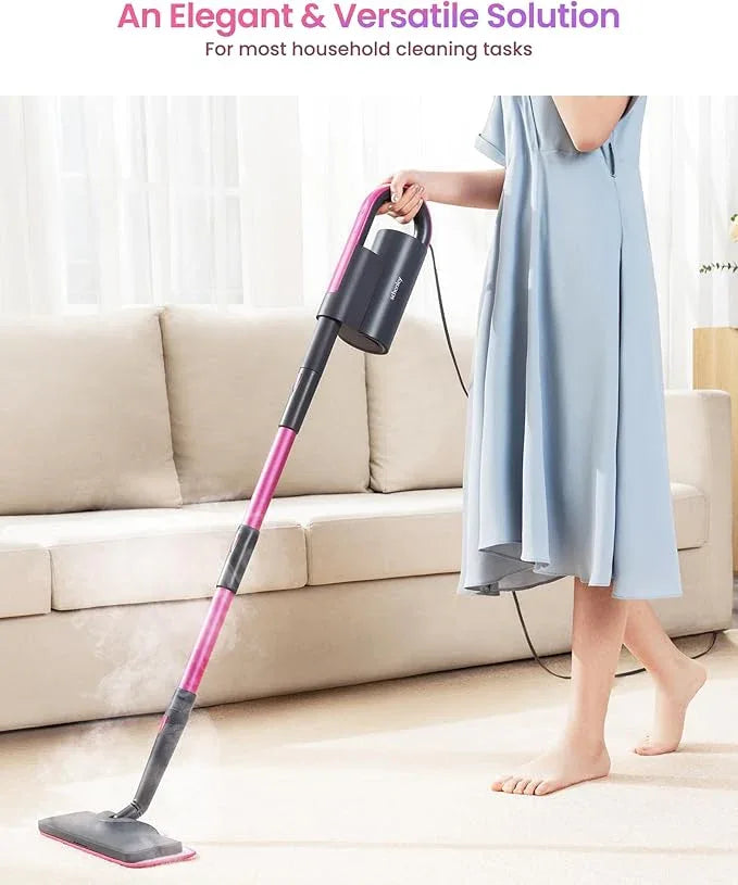 Schenley 19-in-1 Steam Mop Dual-Rod Design with Detachable Handheld Steamer for Walls, Grouts, Hard Floors, Tiles, includes Multi-purpose Accessories, Washable Microfiber Pads and Disposable Pads - NeatNest