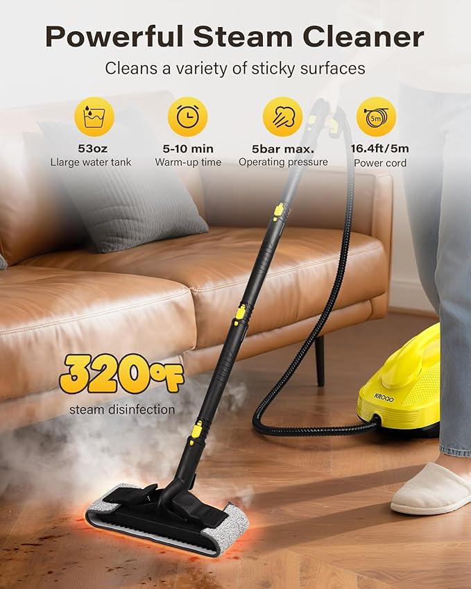 Multi-Purpose Steam Cleaner with 23 Accessories. Powerful steam cleaner effortlessly tackles grease and grime on any surface. 16.4-foot extra-long power cord delivers exceptional coverage - NeatNest