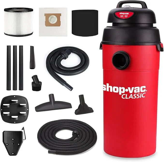 Shop-Vac 5 Gallon 5.5 Peak HP Wet/Dry Vacuum, Wall Mountable Compact Shop Vacuum with 18+7Ft Long Hose & Attachments, Ideal for Jobsite, Garage, Car & Workshop. 9522236 - NeatNest