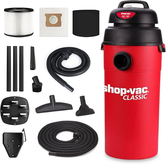 Shop-Vac 5 Gallon 5.5 Peak HP Wet/Dry Vacuum, Wall Mountable Compact Shop Vacuum with 18+7Ft Long Hose & Attachments, Ideal for Jobsite, Garage, Car & Workshop. 9522236 - NeatNest