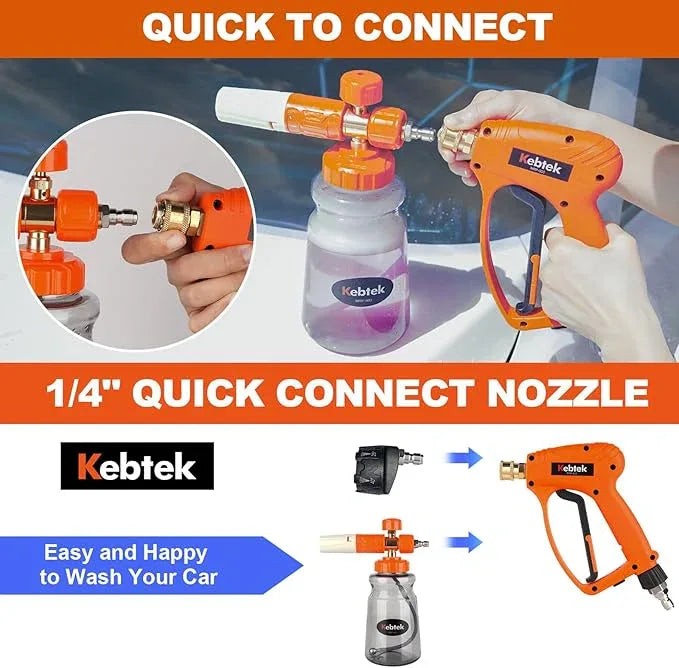 Short Pressure Washer Gun with Swivel 5200 PSI，Power Washer Gun Compatible with Foam Cannon - Car Wash Foam Gun-1/4 Quick Connector, with Nozzle Tips (MRP-003-Spray Gun-A) - NeatNest