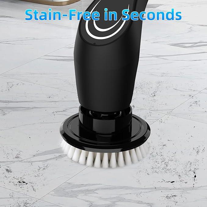Black Electric Spin Scrubber, Cordless Spin Scrubber with 8 Replaceable Brush Heads, Electric Scrub Brush with Adjustable Extension Handle, Electric Cleaning Brush for Bathroom, Tile and Bathtub - NeatNest