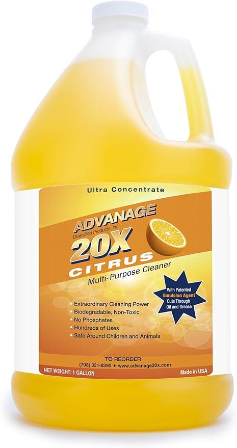 Advanage 20X Cleaner Concentrate Refill 128 oz | All Purpose Multi-Surface Cleaning Concentrate | Replace Every Household Cleaner | Natural and Citrus Scent, Human-Safe Cleaner USA Made - NeatNest
