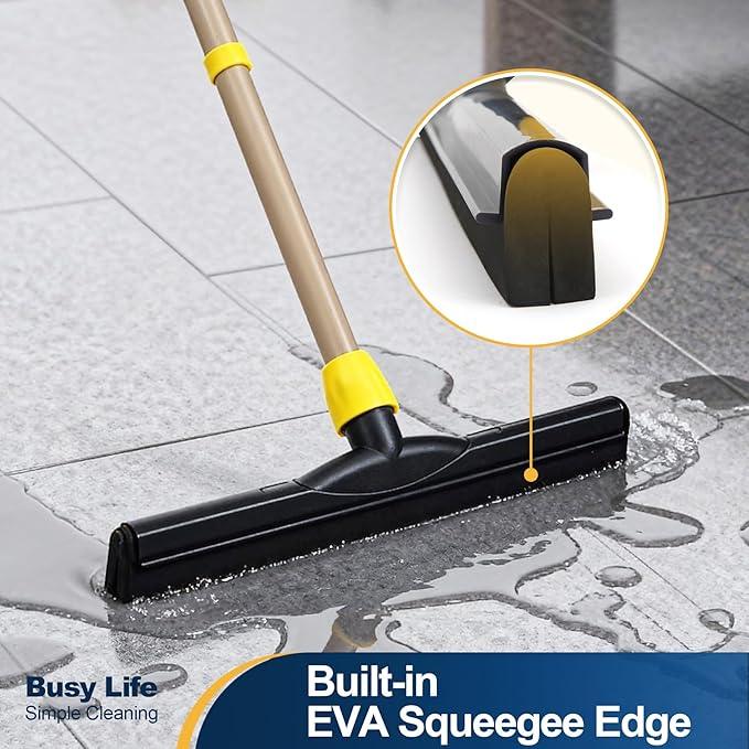 Yocada Floor Squeegee Scrubber Adjustable Telescopic Pole Heavy Duty Household Broom EVA Foam Blade for Garage Courtyard Shower Bathroom Floor Marble Glass Tile Water Foam Cleaning - NeatNest