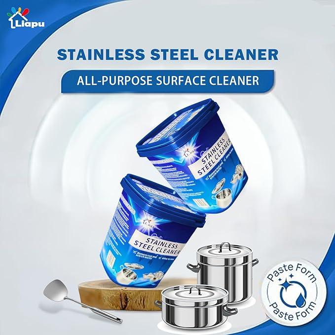 Liapu Stainless Steel Cleaner Paste – Heavy Duty Polish for Cookware, Sink, Grill, Pots & Pans – Restores Shine, Removes Rust & Stains – Safe for Kitchen & Appliances (1) - NeatNest