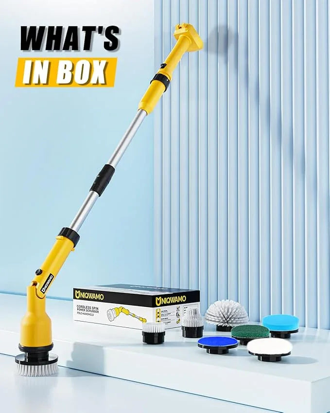 Electric Spin Scrubber Compatible for DeWalt 20V Battery(Battery NOT Included), 1000 RPM Battery Powered Scrubber with Adjustable Extension Arm & 8 Brushes & Hook Gloves for Tub/Tile/Floor - NeatNest