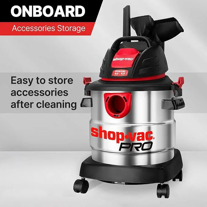 Shop-Vac 5 Gallon 4.5 Peak HP Wet/Dry Vacuum, Stainless Steel Tank, Portable Shop Vacuum with Filter, Hose and Accessories for Garage, Workshop. 5920588 - NeatNest