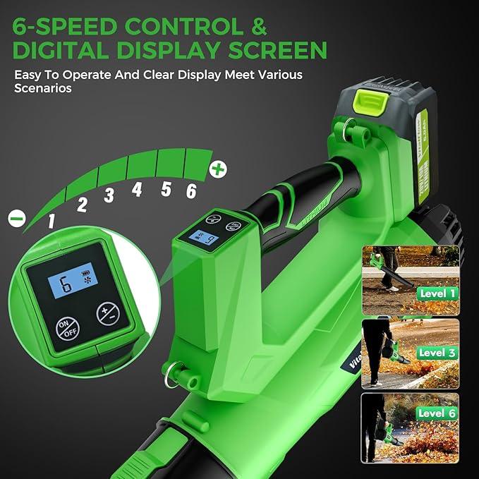 Cordless Leaf Blower with 2× 6.0Ah Batteries and Charger, 540CFM/170MPH Battery Powered Leaf Blower, 6 Speeds, Lightweight Electric Leaf Blowers for Lawn Care, Patio, Dust and Leaves Cleaning 2025 - NeatNest